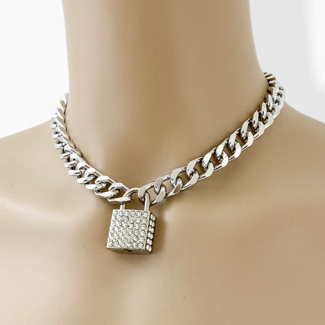 FC948SQ CUBAN CHAIN PADLOCK NECKLACE