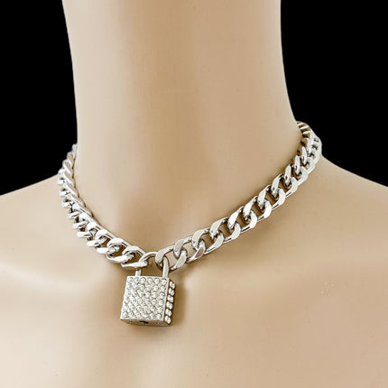 FC948SQ CUBAN CHAIN PADLOCK NECKLACE