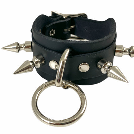 BC322M  1" SPIKE  BUCKLE BRACELET WITH 1" TREE SPIKE AND RING