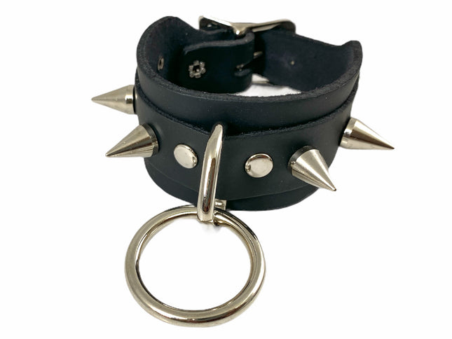 BC322SC CONE SPIKE  BUCKLE BRACELET WITH 1/2" TREE SPIKE AND RING