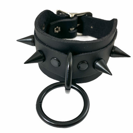 BC322SC CONE SPIKE  BUCKLE BRACELET WITH 1/2" TREE SPIKE AND RING