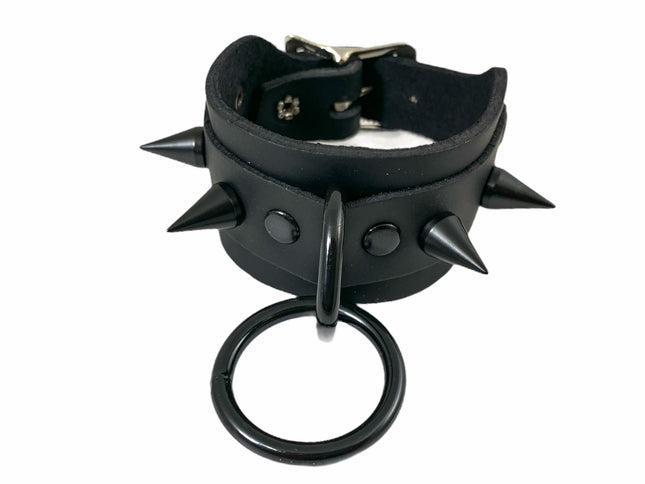 BC322SC CONE SPIKE  BUCKLE BRACELET WITH 1/2" TREE SPIKE AND RING