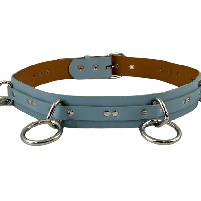 BT562M VEGAN  LARGE O RING STRAPPED BONDAGE BELT