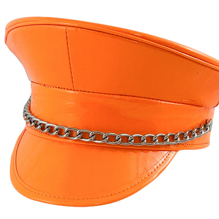 HT255 STEEL CHAIN PATENT NEON COLOR CAPTAIN HAT