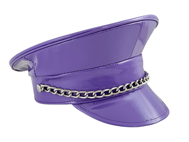 HT255 STEEL CHAIN PATENT NEON COLOR CAPTAIN HAT
