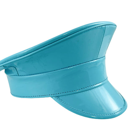 HT200 NEON PATENT RAVE CAPTAIN POLICE HAT