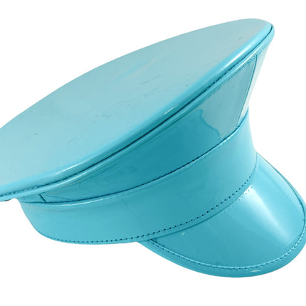 HT200 NEON PATENT RAVE CAPTAIN POLICE HAT