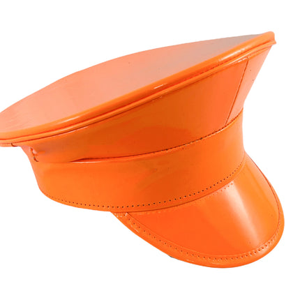 HT200 NEON PATENT RAVE CAPTAIN POLICE HAT