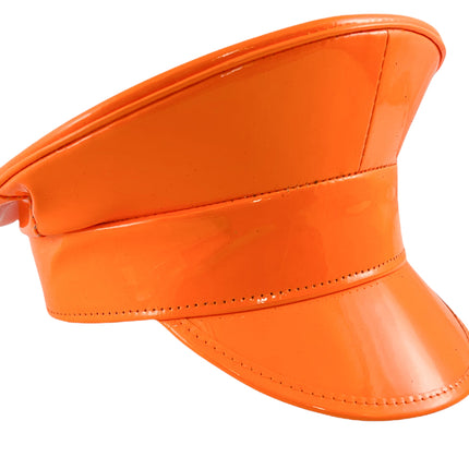 HT200 NEON PATENT RAVE CAPTAIN POLICE HAT