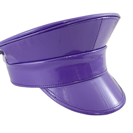 HT200 NEON PATENT RAVE CAPTAIN POLICE HAT