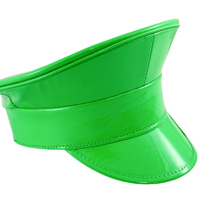 HT200 NEON PATENT RAVE CAPTAIN POLICE HAT