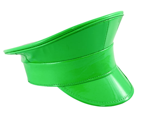 HT200 NEON PATENT RAVE CAPTAIN POLICE HAT