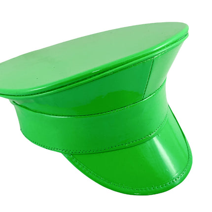 HT200 NEON PATENT RAVE CAPTAIN POLICE HAT