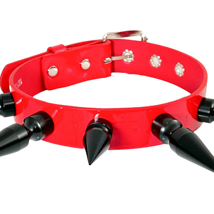 FCK362P-BS   3" BLACK SPIKE NEON PATENT CHOKER
