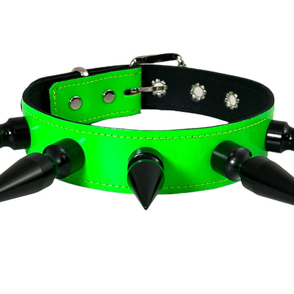 FCK362P-BS   3" BLACK SPIKE NEON PATENT CHOKER