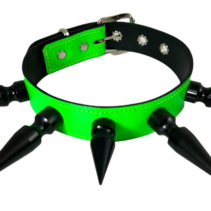 FCK362P-BS   3" BLACK SPIKE NEON PATENT CHOKER