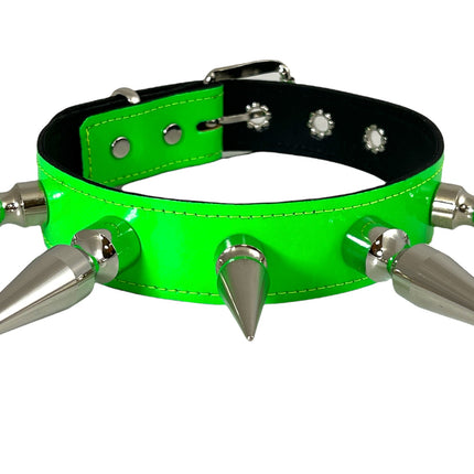 FCK362 NEON PATENT SPIKE XL CHOKER