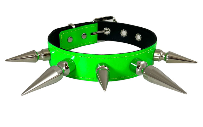 FCK362 NEON PATENT SPIKE XL CHOKER