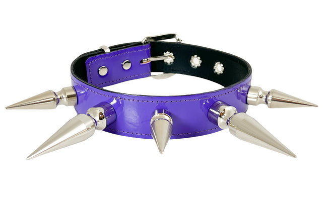 FCK362 NEON PATENT SPIKE XL CHOKER