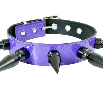 FCK362P-BS   3" BLACK SPIKE NEON PATENT CHOKER