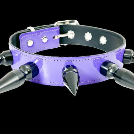 FCK362P-BS   3" BLACK SPIKE NEON PATENT CHOKER