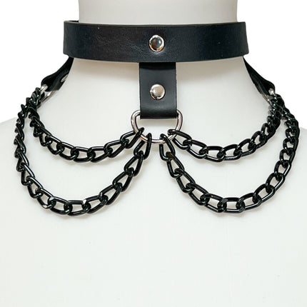 FCK106-BS HANGING BLACK CHAIN 3 STRAP CHOKER