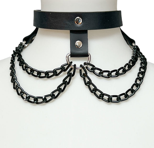 FCK106-BS HANGING BLACK CHAIN 3 STRAP CHOKER