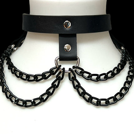 FCK106-BS HANGING BLACK CHAIN 3 STRAP CHOKER