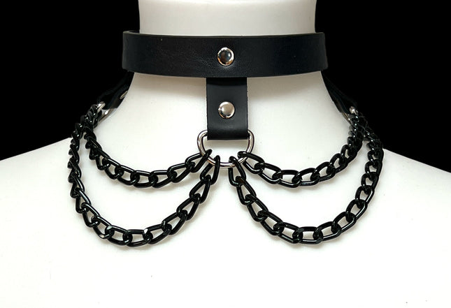 FCK106-BS HANGING BLACK CHAIN 3 STRAP CHOKER