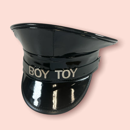 HT233P.BLK  NAME PATENT CAPTAIN HAT WHORE SLAVE SLUT
