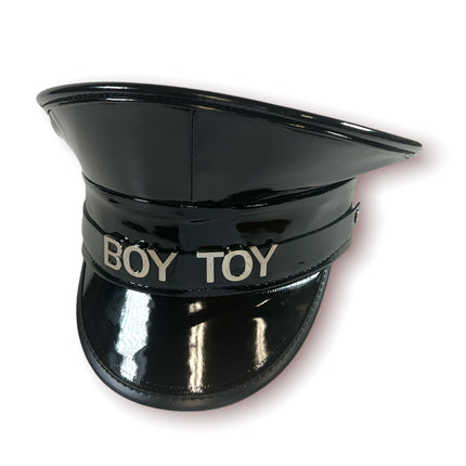HT233P.BLK  NAME PATENT CAPTAIN HAT WHORE SLAVE SLUT