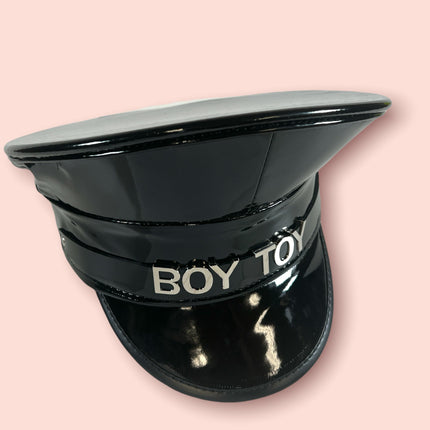 HT233P.BLK  NAME PATENT CAPTAIN HAT WHORE SLAVE SLUT