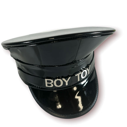 HT233P.BLK  NAME PATENT CAPTAIN HAT WHORE SLAVE SLUT