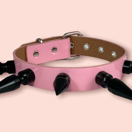 FCK362-BS  BLACK 3" SPIKE PASTEL CHOKER