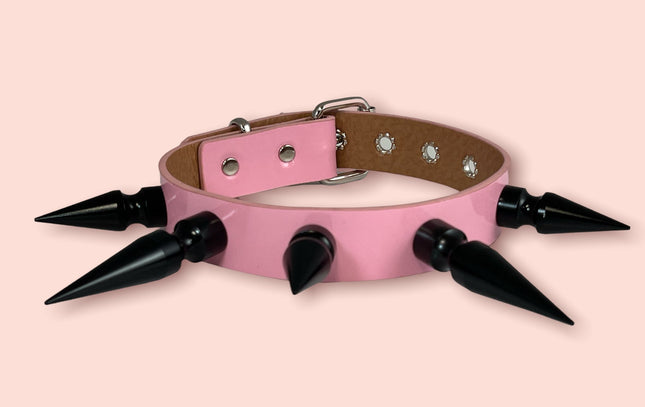 FCK362-BS  BLACK 3" SPIKE PASTEL CHOKER