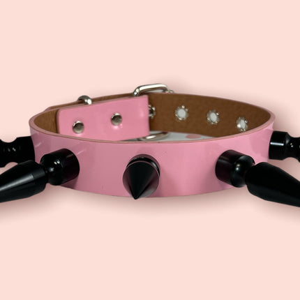FCK362-BS  BLACK 3" SPIKE PASTEL CHOKER