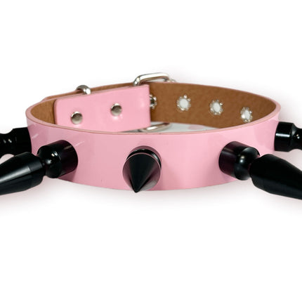 FCK362-BS  BLACK 3" SPIKE PASTEL CHOKER