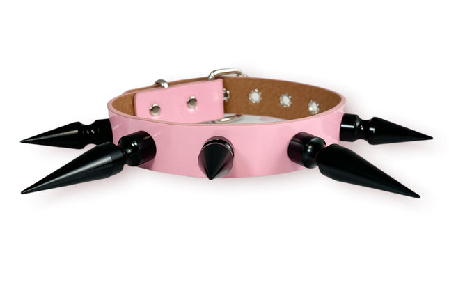 FCK362-BS  BLACK 3" SPIKE PASTEL CHOKER