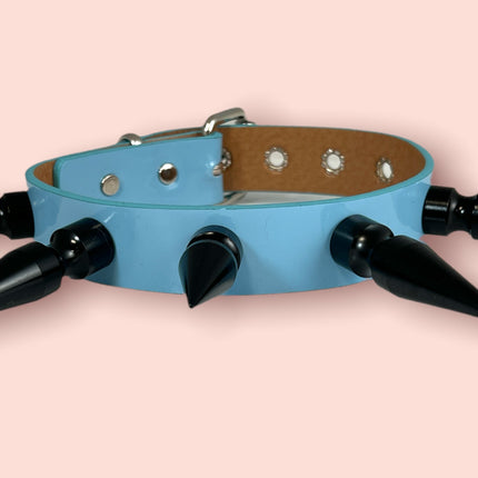 FCK362-BS  BLACK 3" SPIKE PASTEL CHOKER