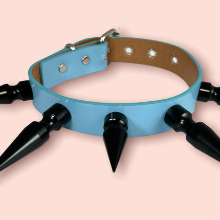 FCK362-BS  BLACK 3" SPIKE PASTEL CHOKER