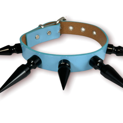 FCK362-BS  BLACK 3" SPIKE PASTEL CHOKER