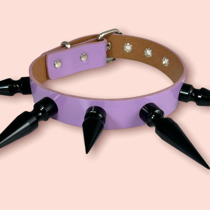 FCK362-BS  BLACK 3" SPIKE PASTEL CHOKER