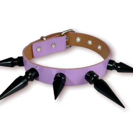 FCK362-BS  BLACK 3" SPIKE PASTEL CHOKER