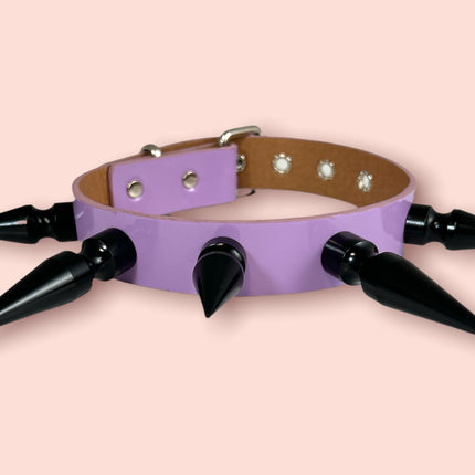FCK362-BS  BLACK 3" SPIKE PASTEL CHOKER