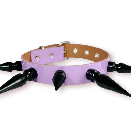 FCK362-BS  BLACK 3" SPIKE PASTEL CHOKER