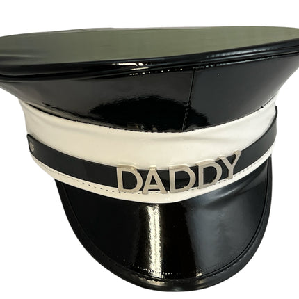 HT233WHITE-BLACK STAINLESS STEEL LETTER WORDS ID NAME CAPTAIN HAT
