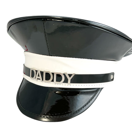HT233WHITE-BLACK STAINLESS STEEL LETTER WORDS ID NAME CAPTAIN HAT