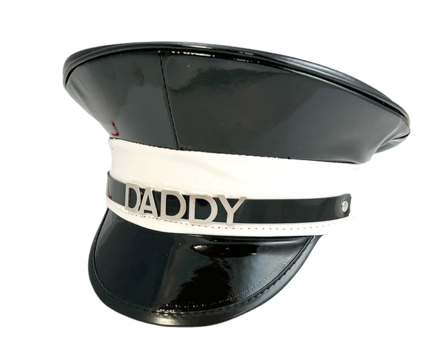 HT233WHITE-BLACK STAINLESS STEEL LETTER WORDS ID NAME CAPTAIN HAT