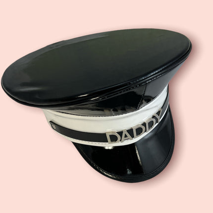 HT233WHITE-BLACK STAINLESS STEEL LETTER WORDS ID NAME CAPTAIN HAT