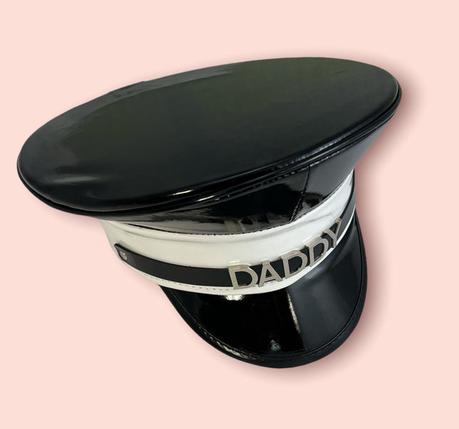 HT233WHITE-BLACK STAINLESS STEEL LETTER WORDS ID NAME CAPTAIN HAT